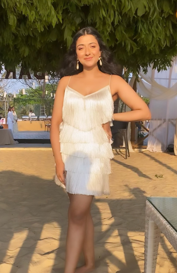 Bella White Tasseled Dress