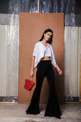 High Low Crop Flared Pants Set